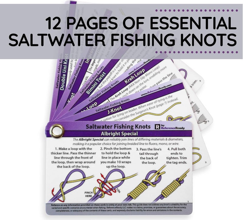 ReferenceReady Saltwater Fishing Knot Cards - Waterproof Pocket Guide to 15 Big Game Fishing Knots | Includes Portable Book of Inshore and Deep Sea Fishing Knots and a Mini Carabiner - Image 2